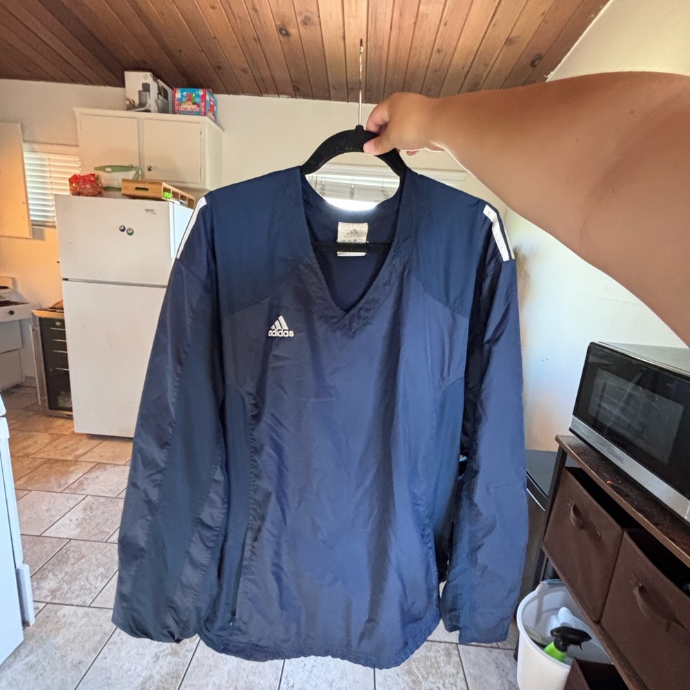Adidas Blue Windbreaker Lightweight Athletic Jacket